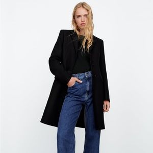 NEW Zara Black Wool Winter Coat Medium
